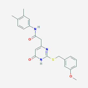 molecular formula C22H23N3O3S B6433769 N-(3,4-dimethylphenyl)-2-(2-{[(3-methoxyphenyl)methyl]sulfanyl}-6-oxo-1,6-dihydropyrimidin-4-yl)acetamide CAS No. 1105211-71-9