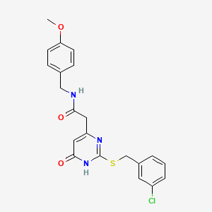 molecular formula C21H20ClN3O3S B6433774 2-(2-{[(3-chlorophenyl)methyl]sulfanyl}-6-oxo-1,6-dihydropyrimidin-4-yl)-N-[(4-methoxyphenyl)methyl]acetamide CAS No. 1105212-77-8