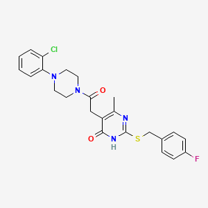 molecular formula C24H24ClFN4O2S B6433803 5-{2-[4-(2-chlorophenyl)piperazin-1-yl]-2-oxoethyl}-2-{[(4-fluorophenyl)methyl]sulfanyl}-6-methyl-3,4-dihydropyrimidin-4-one CAS No. 1105241-48-2