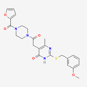 molecular formula C24H26N4O5S B6433805 5-{2-[4-(furan-2-carbonyl)piperazin-1-yl]-2-oxoethyl}-2-{[(3-methoxyphenyl)methyl]sulfanyl}-6-methyl-3,4-dihydropyrimidin-4-one CAS No. 1105241-63-1