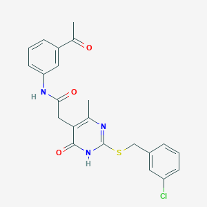 molecular formula C22H20ClN3O3S B6433813 N-(3-acetylphenyl)-2-(2-{[(3-chlorophenyl)methyl]sulfanyl}-4-methyl-6-oxo-1,6-dihydropyrimidin-5-yl)acetamide CAS No. 1105245-32-6