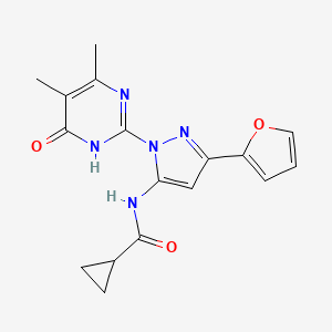molecular formula C17H17N5O3 B6433826 N-[1-(4,5-dimethyl-6-oxo-1,6-dihydropyrimidin-2-yl)-3-(furan-2-yl)-1H-pyrazol-5-yl]cyclopropanecarboxamide CAS No. 1171046-37-9