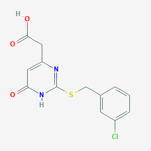molecular formula C13H11ClN2O3S B6433851 2-(2-{[(3-chlorophenyl)methyl]sulfanyl}-6-oxo-1,6-dihydropyrimidin-4-yl)acetic acid CAS No. 1105191-48-7