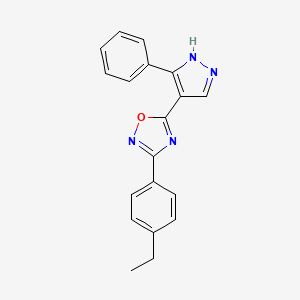 molecular formula C19H16N4O B6433862 3-(4-ethylphenyl)-5-(3-phenyl-1H-pyrazol-4-yl)-1,2,4-oxadiazole CAS No. 1207029-87-5