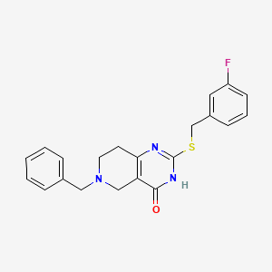 molecular formula C21H20FN3OS B6433887 6-benzyl-2-{[(3-fluorophenyl)methyl]sulfanyl}-3H,4H,5H,6H,7H,8H-pyrido[4,3-d]pyrimidin-4-one CAS No. 1113122-82-9