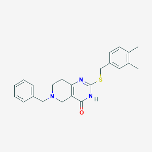 molecular formula C23H25N3OS B6433894 6-benzyl-2-{[(3,4-dimethylphenyl)methyl]sulfanyl}-3H,4H,5H,6H,7H,8H-pyrido[4,3-d]pyrimidin-4-one CAS No. 1112301-00-4