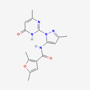 molecular formula C16H17N5O3 B6433931 2,5-dimethyl-N-[3-methyl-1-(4-methyl-6-oxo-1,6-dihydropyrimidin-2-yl)-1H-pyrazol-5-yl]furan-3-carboxamide CAS No. 1172392-23-2