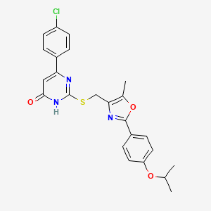 molecular formula C24H22ClN3O3S B6433954 6-(4-chlorophenyl)-2-[({5-methyl-2-[4-(propan-2-yloxy)phenyl]-1,3-oxazol-4-yl}methyl)sulfanyl]pyrimidin-4-ol CAS No. 1223780-77-5