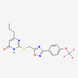 molecular formula C17H15F3N4O3S B6433966 6-propyl-2-[({3-[4-(trifluoromethoxy)phenyl]-1,2,4-oxadiazol-5-yl}methyl)sulfanyl]-3,4-dihydropyrimidin-4-one CAS No. 1226453-52-6