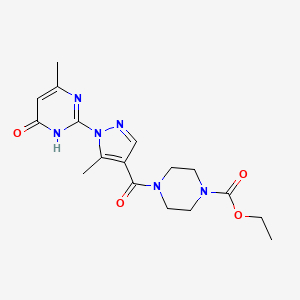 molecular formula C17H22N6O4 B6433979 ethyl 4-[5-methyl-1-(4-methyl-6-oxo-1,6-dihydropyrimidin-2-yl)-1H-pyrazole-4-carbonyl]piperazine-1-carboxylate CAS No. 1171039-09-0