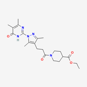molecular formula C22H31N5O4 B6433987 ethyl 1-{3-[1-(4,5-dimethyl-6-oxo-1,6-dihydropyrimidin-2-yl)-3,5-dimethyl-1H-pyrazol-4-yl]propanoyl}piperidine-4-carboxylate CAS No. 1170517-87-9
