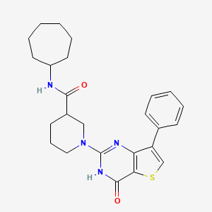 molecular formula C25H30N4O2S B6433988 N-cycloheptyl-1-{4-oxo-7-phenyl-3H,4H-thieno[3,2-d]pyrimidin-2-yl}piperidine-3-carboxamide CAS No. 1251709-02-0