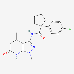 molecular formula C20H23ClN4O2 B6434018 1-(4-chlorophenyl)-N-{1,4-dimethyl-6-oxo-1H,4H,5H,6H,7H-pyrazolo[3,4-b]pyridin-3-yl}cyclopentane-1-carboxamide CAS No. 1172313-63-1