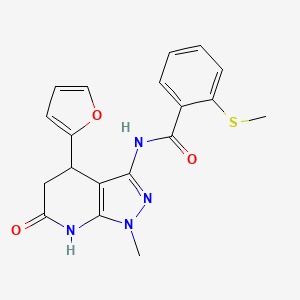 N-[4-(furan-2-yl)-1-methyl-6-oxo-1H,4H,5H,6H,7H-pyrazolo[3,4-b]pyridin-3-yl]-2-(methylsulfanyl)benzamide