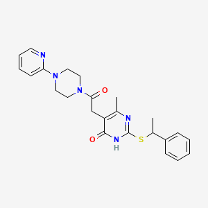 molecular formula C24H27N5O2S B6434042 6-methyl-5-{2-oxo-2-[4-(pyridin-2-yl)piperazin-1-yl]ethyl}-2-[(1-phenylethyl)sulfanyl]-3,4-dihydropyrimidin-4-one CAS No. 1105201-88-4