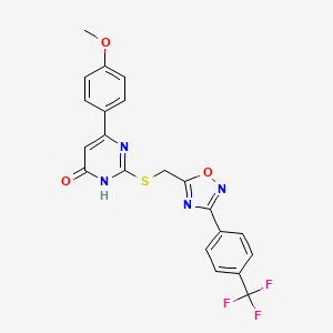 molecular formula C21H15F3N4O3S B6434044 6-(4-methoxyphenyl)-2-[({3-[4-(trifluoromethyl)phenyl]-1,2,4-oxadiazol-5-yl}methyl)sulfanyl]pyrimidin-4-ol CAS No. 1286536-47-7