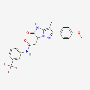 molecular formula C22H19F3N4O3 B6434049 2-[6-(4-methoxyphenyl)-7-methyl-2-oxo-1H,2H,3H-pyrazolo[1,5-a]imidazol-3-yl]-N-[3-(trifluoromethyl)phenyl]acetamide CAS No. 1421506-72-0