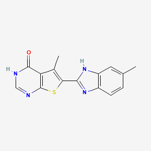 molecular formula C15H12N4OS B6434085 5-methyl-6-(5-methyl-1H-1,3-benzodiazol-2-yl)-3H,4H-thieno[2,3-d]pyrimidin-4-one CAS No. 1797245-83-0