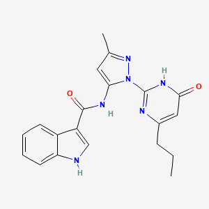 molecular formula C20H20N6O2 B6434126 N-[3-methyl-1-(6-oxo-4-propyl-1,6-dihydropyrimidin-2-yl)-1H-pyrazol-5-yl]-1H-indole-3-carboxamide CAS No. 1209933-41-4