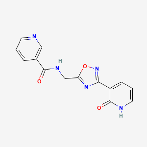 molecular formula C14H11N5O3 B6434128 N-{[3-(2-oxo-1,2-dihydropyridin-3-yl)-1,2,4-oxadiazol-5-yl]methyl}pyridine-3-carboxamide CAS No. 1903601-13-7
