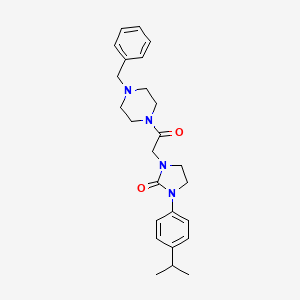 molecular formula C25H32N4O2 B6434160 1-[2-(4-benzylpiperazin-1-yl)-2-oxoethyl]-3-[4-(propan-2-yl)phenyl]imidazolidin-2-one hydrochloride CAS No. 2549032-14-4