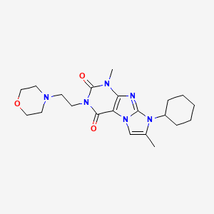 molecular formula C21H30N6O3 B6434213 8-cyclohexyl-1,7-dimethyl-3-[2-(morpholin-4-yl)ethyl]-1H,2H,3H,4H,8H-imidazo[1,2-g]purine-2,4-dione CAS No. 900294-42-0