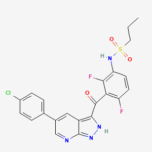molecular formula C22H17ClF2N4O3S B6434264 N-{3-[5-(4-chlorophenyl)-1H-pyrazolo[3,4-b]pyridine-3-carbonyl]-2,4-difluorophenyl}propane-1-sulfonamide CAS No. 2274779-58-5
