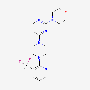 molecular formula C18H21F3N6O B6434316 4-(4-{4-[3-(trifluoromethyl)pyridin-2-yl]piperazin-1-yl}pyrimidin-2-yl)morpholine CAS No. 2549009-48-3