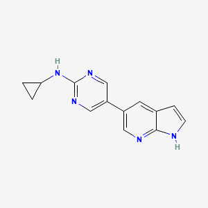 molecular formula C14H13N5 B6434333 N-cyclopropyl-5-{1H-pyrrolo[2,3-b]pyridin-5-yl}pyrimidin-2-amine CAS No. 2549023-48-3