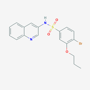 molecular formula C18H17BrN2O3S B6434512 4-bromo-3-propoxy-N-(quinolin-3-yl)benzene-1-sulfonamide CAS No. 2419248-94-3