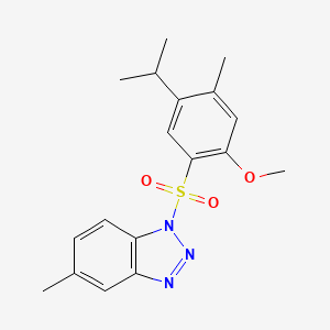 molecular formula C18H21N3O3S B6434580 1-[2-methoxy-4-methyl-5-(propan-2-yl)benzenesulfonyl]-5-methyl-1H-1,2,3-benzotriazole CAS No. 2419420-11-2
