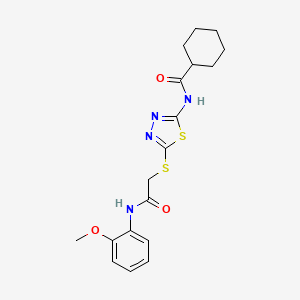 molecular formula C18H22N4O3S2 B6434608 N-[5-({[(2-methoxyphenyl)carbamoyl]methyl}sulfanyl)-1,3,4-thiadiazol-2-yl]cyclohexanecarboxamide CAS No. 604747-98-0