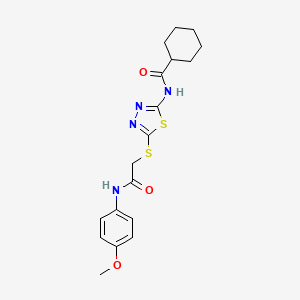 molecular formula C18H22N4O3S2 B6434625 N-[5-({[(4-methoxyphenyl)carbamoyl]methyl}sulfanyl)-1,3,4-thiadiazol-2-yl]cyclohexanecarboxamide CAS No. 392293-62-8
