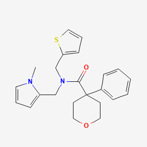 molecular formula C23H26N2O2S B6434754 N-[(1-methyl-1H-pyrrol-2-yl)methyl]-4-phenyl-N-[(thiophen-2-yl)methyl]oxane-4-carboxamide CAS No. 1323326-84-6
