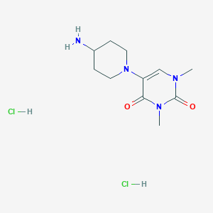 molecular formula C11H20Cl2N4O2 B6434776 5-(4-aminopiperidin-1-yl)-1,3-dimethyl-1,2,3,4-tetrahydropyrimidine-2,4-dione dihydrochloride CAS No. 2549036-44-2