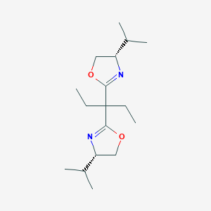 molecular formula C17H30N2O2 B064348 (4S,4'S)-(-)-2,2'-(3-Pentylidene)bis(4-isopropyloxazoline) CAS No. 160191-65-1