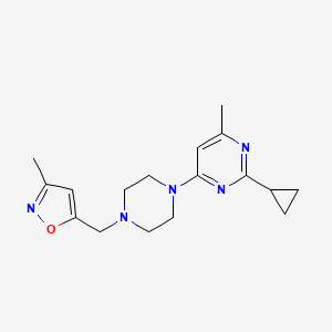 molecular formula C17H23N5O B6434825 2-cyclopropyl-4-methyl-6-{4-[(3-methyl-1,2-oxazol-5-yl)methyl]piperazin-1-yl}pyrimidine CAS No. 2423334-13-6
