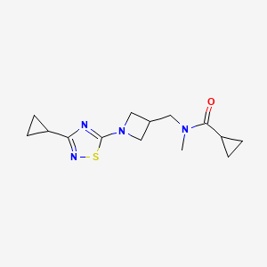 molecular formula C14H20N4OS B6434834 N-{[1-(3-cyclopropyl-1,2,4-thiadiazol-5-yl)azetidin-3-yl]methyl}-N-methylcyclopropanecarboxamide CAS No. 2549009-36-9