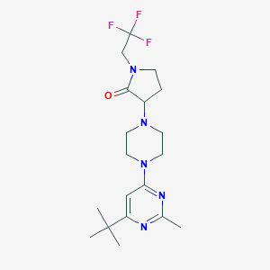 molecular formula C19H28F3N5O B6434845 3-[4-(6-tert-butyl-2-methylpyrimidin-4-yl)piperazin-1-yl]-1-(2,2,2-trifluoroethyl)pyrrolidin-2-one CAS No. 2548978-68-1