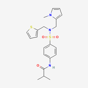molecular formula C21H25N3O3S2 B6434864 2-methyl-N-(4-{[(1-methyl-1H-pyrrol-2-yl)methyl][(thiophen-2-yl)methyl]sulfamoyl}phenyl)propanamide CAS No. 1286697-15-1
