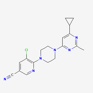 molecular formula C18H19ClN6 B6434937 5-chloro-6-[4-(6-cyclopropyl-2-methylpyrimidin-4-yl)piperazin-1-yl]pyridine-3-carbonitrile CAS No. 2549037-96-7