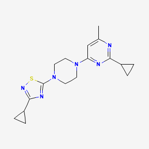 molecular formula C17H22N6S B6434962 2-cyclopropyl-4-[4-(3-cyclopropyl-1,2,4-thiadiazol-5-yl)piperazin-1-yl]-6-methylpyrimidine CAS No. 2549032-09-7