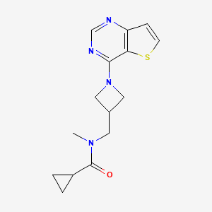 molecular formula C15H18N4OS B6435138 N-methyl-N-[(1-{thieno[3,2-d]pyrimidin-4-yl}azetidin-3-yl)methyl]cyclopropanecarboxamide CAS No. 2549034-01-5