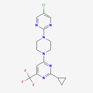 molecular formula C16H16ClF3N6 B6435153 4-[4-(5-chloropyrimidin-2-yl)piperazin-1-yl]-2-cyclopropyl-6-(trifluoromethyl)pyrimidine CAS No. 2549047-45-0