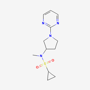 molecular formula C12H18N4O2S B6435204 N-methyl-N-[1-(pyrimidin-2-yl)pyrrolidin-3-yl]cyclopropanesulfonamide CAS No. 2549048-17-9