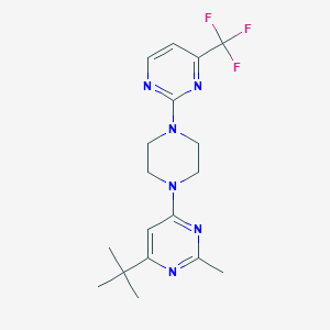 molecular formula C18H23F3N6 B6435276 4-tert-butyl-2-methyl-6-{4-[4-(trifluoromethyl)pyrimidin-2-yl]piperazin-1-yl}pyrimidine CAS No. 2549031-89-0