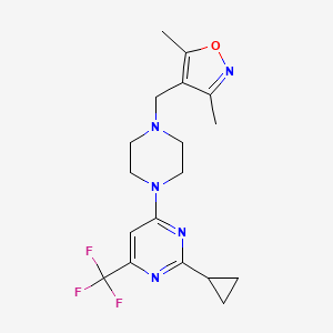 molecular formula C18H22F3N5O B6435281 2-cyclopropyl-4-{4-[(3,5-dimethyl-1,2-oxazol-4-yl)methyl]piperazin-1-yl}-6-(trifluoromethyl)pyrimidine CAS No. 2549001-34-3