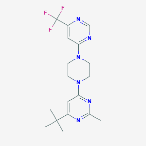 molecular formula C18H23F3N6 B6435290 4-tert-butyl-2-methyl-6-{4-[6-(trifluoromethyl)pyrimidin-4-yl]piperazin-1-yl}pyrimidine CAS No. 2549036-64-6