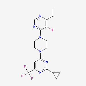 molecular formula C18H20F4N6 B6435425 2-cyclopropyl-4-[4-(6-ethyl-5-fluoropyrimidin-4-yl)piperazin-1-yl]-6-(trifluoromethyl)pyrimidine CAS No. 2549033-06-7