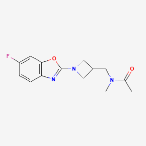 molecular formula C14H16FN3O2 B6435449 N-{[1-(6-fluoro-1,3-benzoxazol-2-yl)azetidin-3-yl]methyl}-N-methylacetamide CAS No. 2549025-29-6